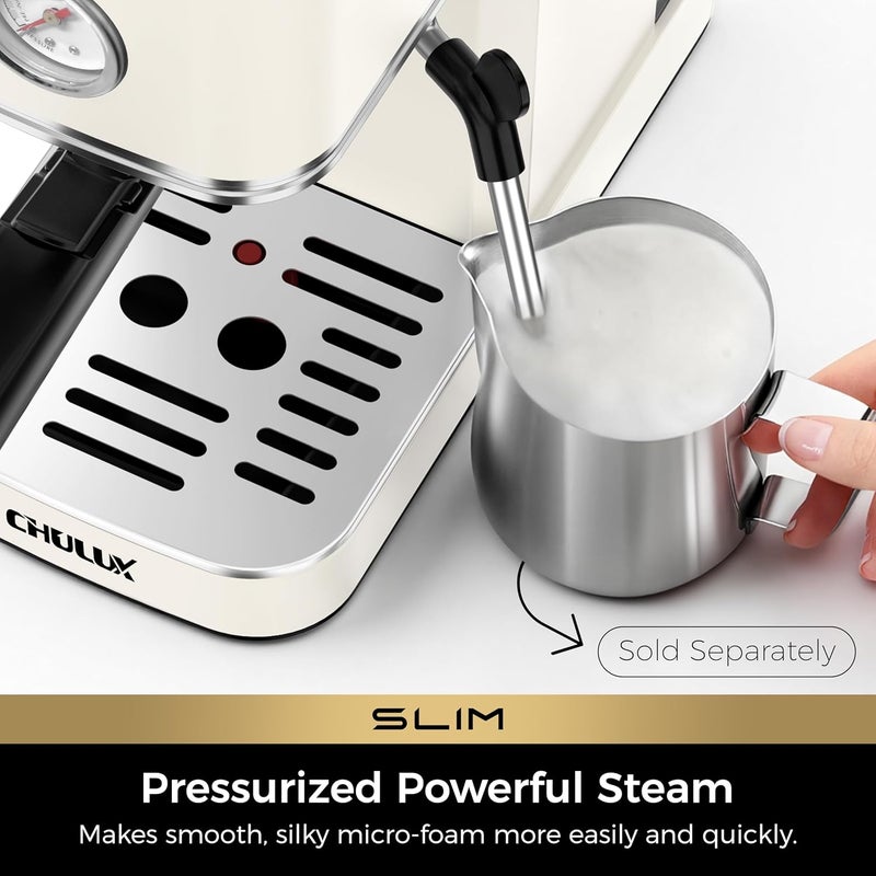 CHULUX Slim 2026 Upgrade Espresso Machine with Milk Frother Steam Wand, 20 Bar Professional Italian Pump Espresso Coffee Machine for Home Cappuccino & Latte Maker, Stainless Steel, Creamy - Image 3